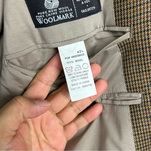 Lauren Ralph Lauren wool 42L men’s classic fit suit jacket blazer houndstooth - Picture 10 of 15